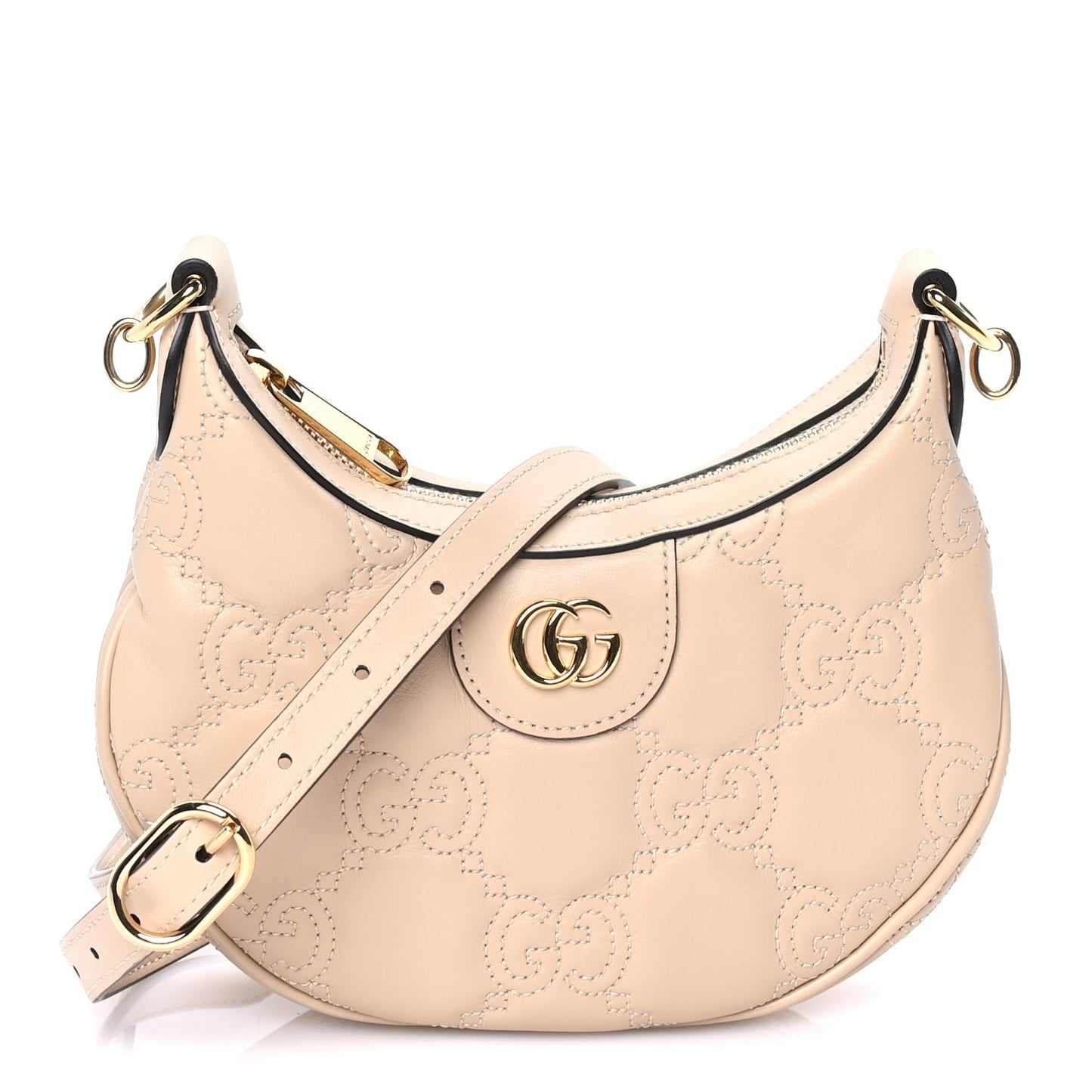 Calfskin GG Matelasse Mini Hobo Shoulder Bag  Beige