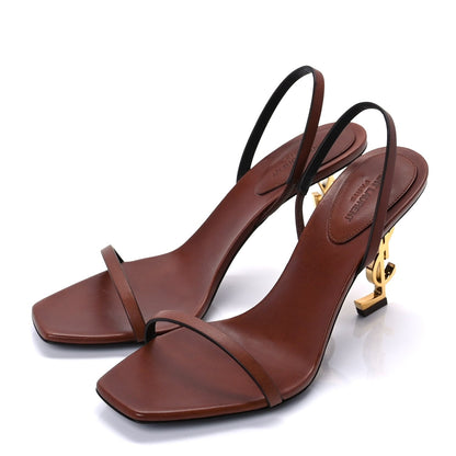 Saint Laurent Calfskin Opyum Slingback Sandals 38 Caramel 3 of 9
