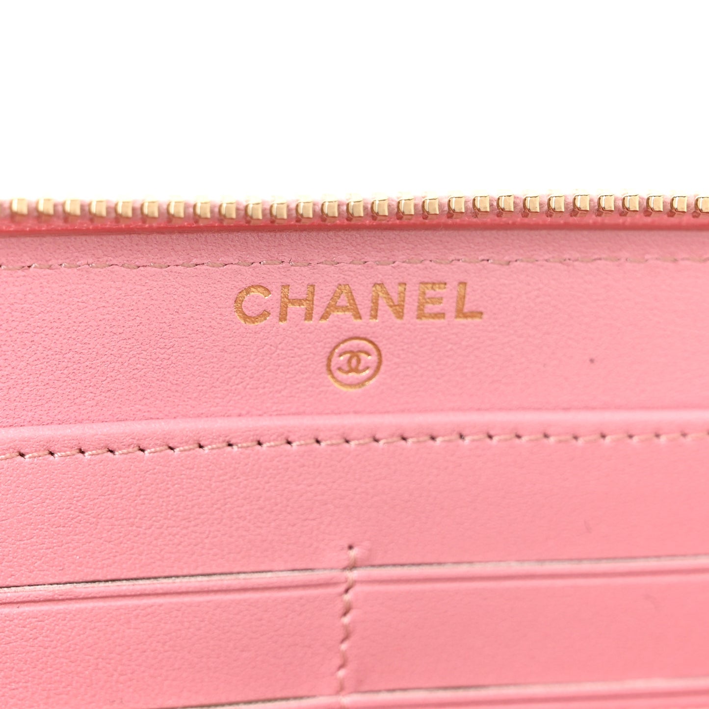 Iridescent Caviar Quilted Large Zip Around Wallet Pink