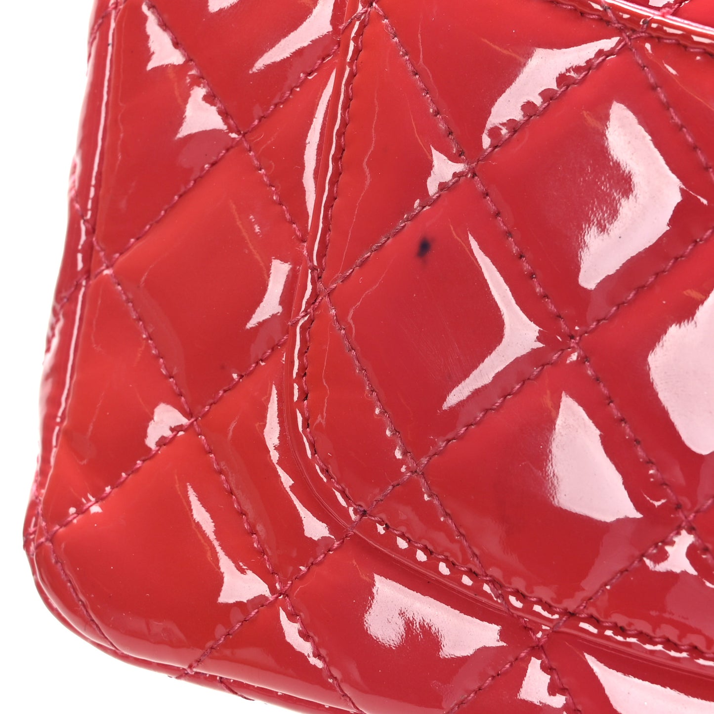 Patent Calfskin Quilted Mini Rectangular Flap Pink