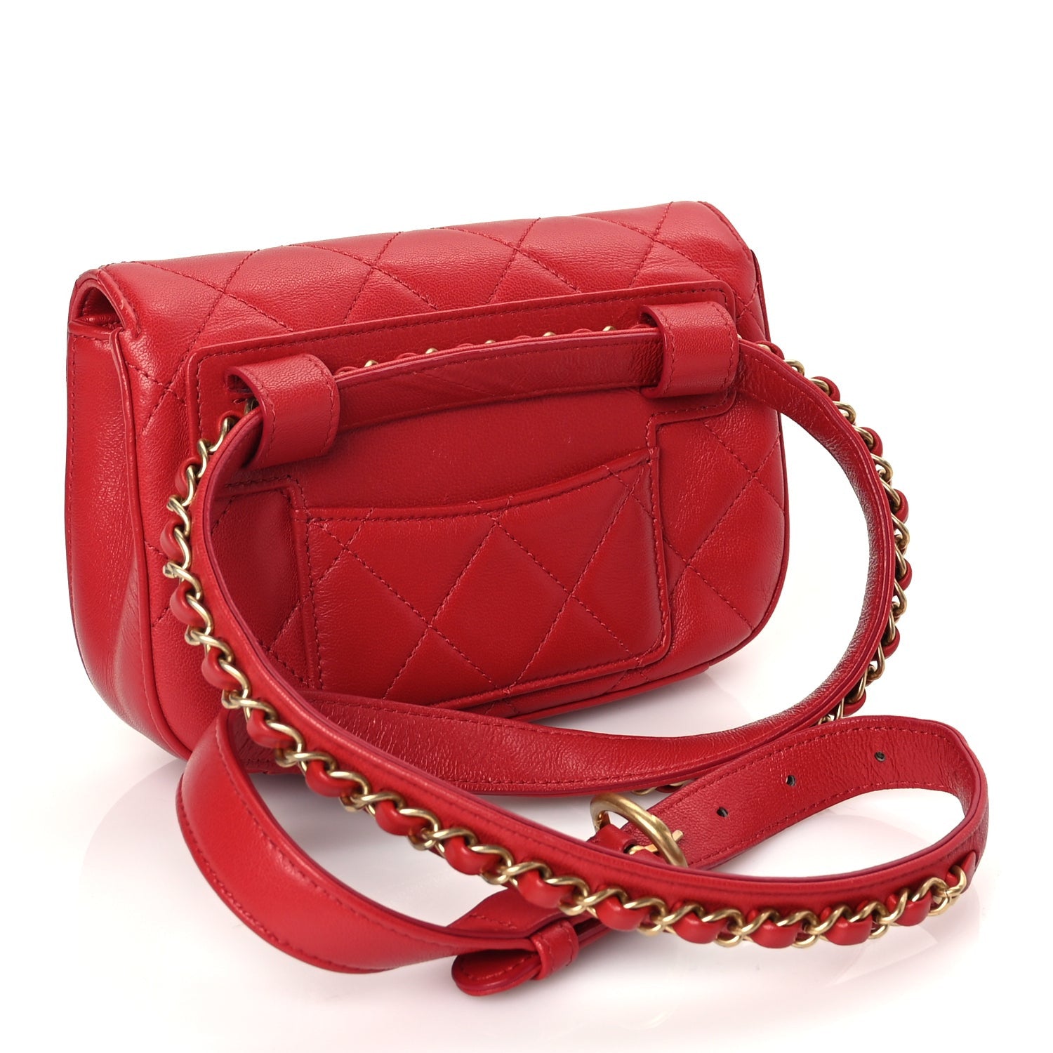 Chanel Lambskin Quilted  19 Waist Bag Red Red 2 of 9