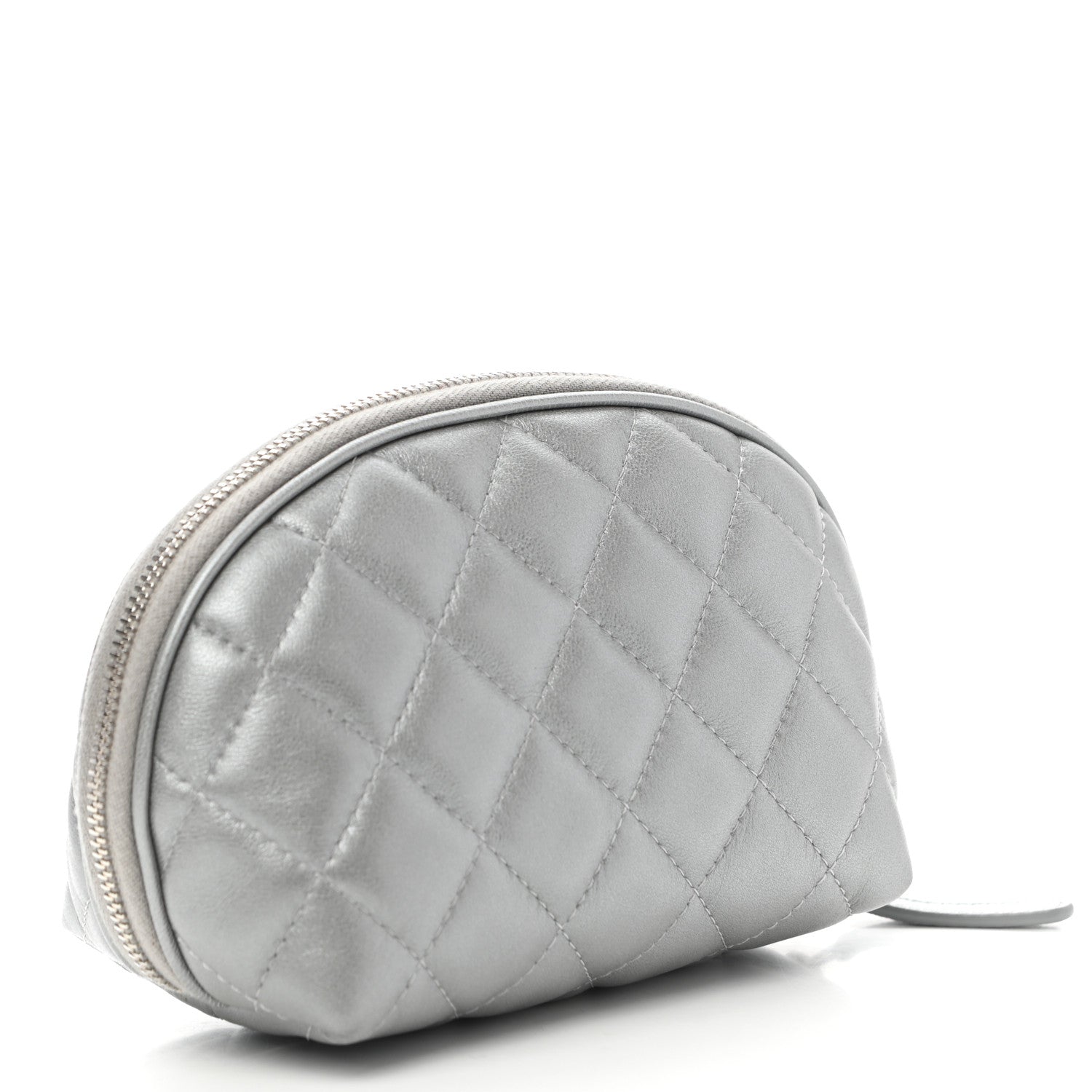 Chanel Metallic Lambskin Quilted Reissue Cosmetic Case Silver 3 of 9