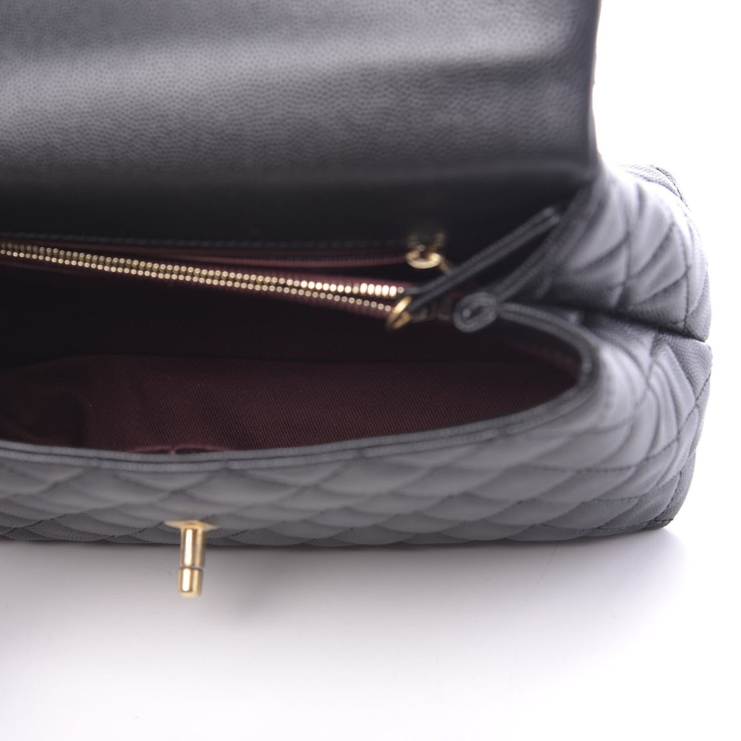Caviar Quilted Small Coco Handle Flap Black