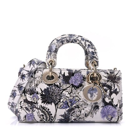 Christian Dior Calfskin Embroidered Floral Butterfly Small Lady D-Joy White Multicolor 1 of 8