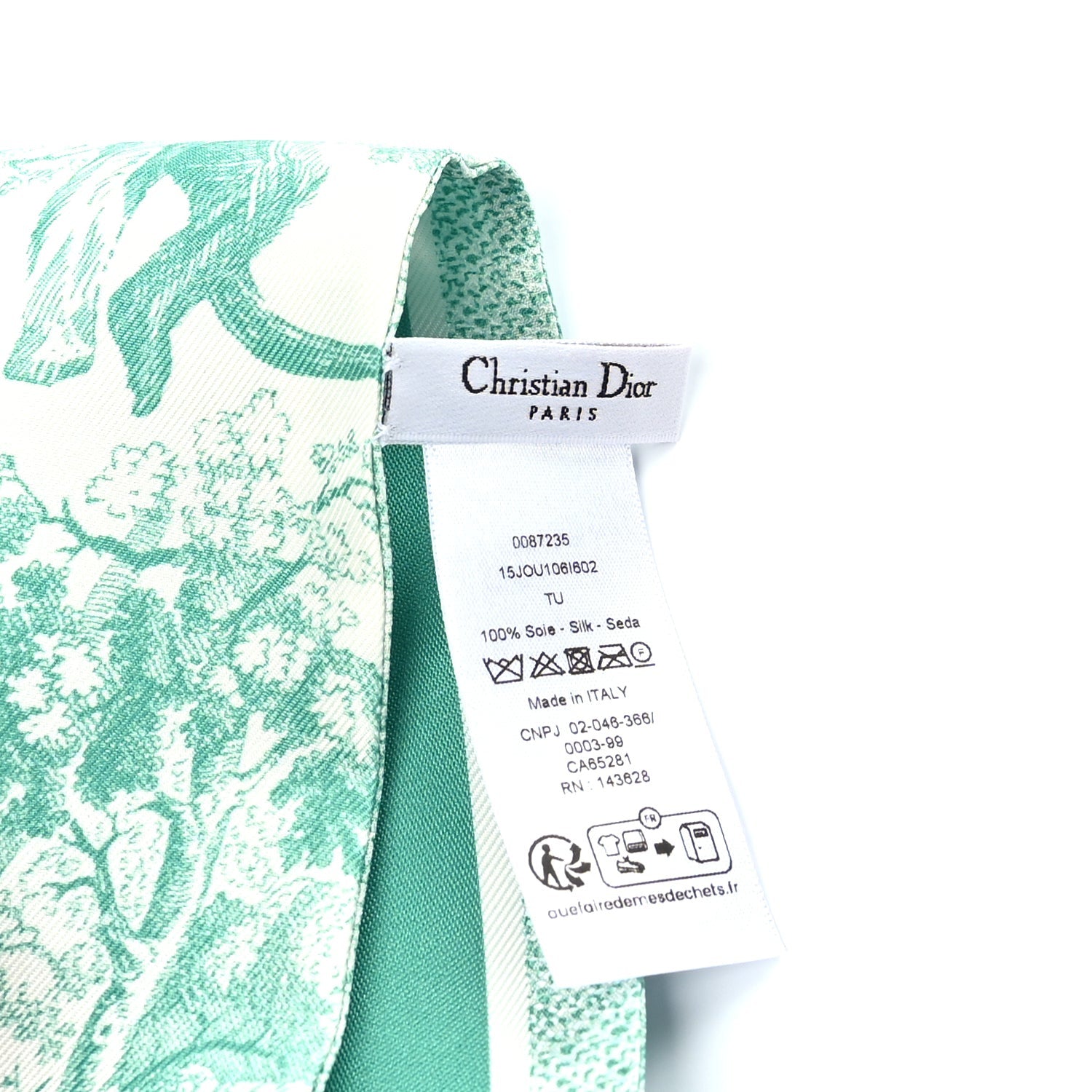 Christian Dior Silk Toile De Jouy Mitzah Scarf Green 3 of 3