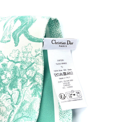 Christian Dior Silk Toile De Jouy Mitzah Scarf Green 3 of 3