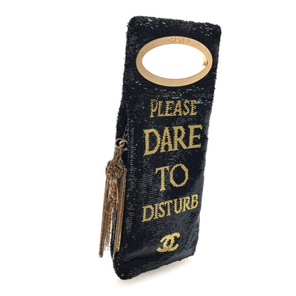 Chanel Sequin Do Not Disturb Minaudiere Clutch Black Gold 3 of 7