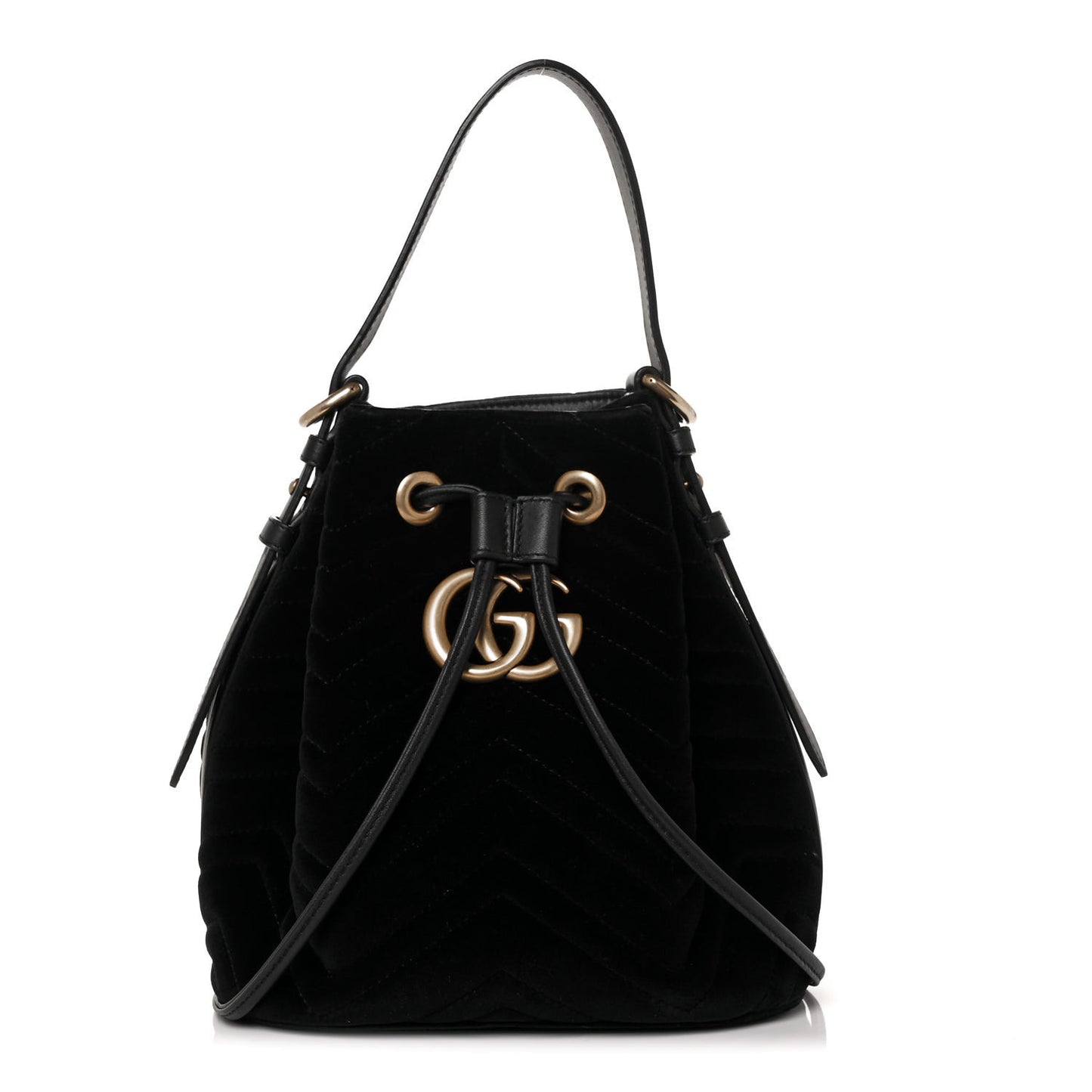 Velvet Matelasse GG Marmont Bucket Bag Black