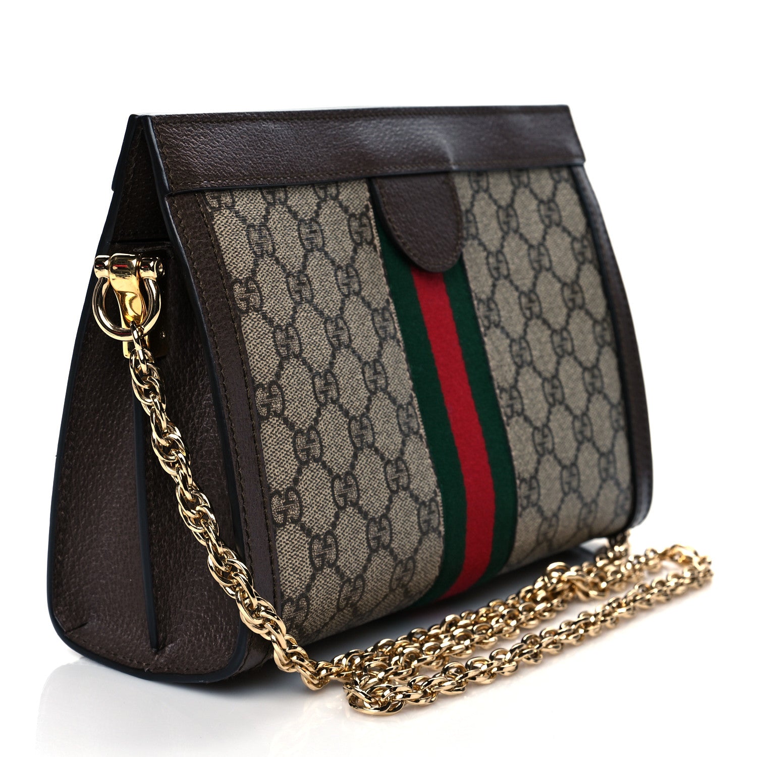 Gucci GG Supreme Monogram Web Small Ophidia Chain Shoulder Bag Brown 3 of 10
