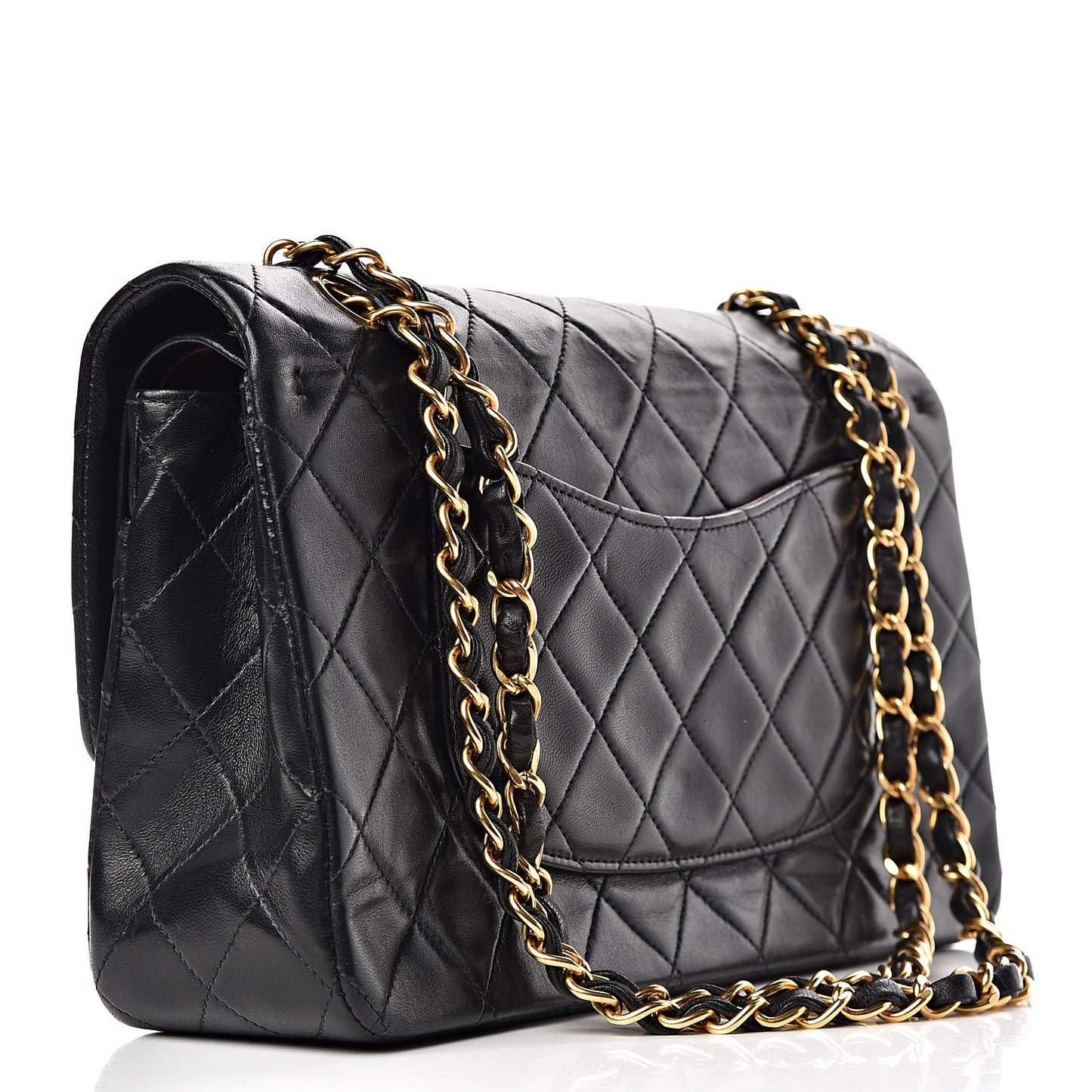 Lambskin Quilted Medium Double Flap Black