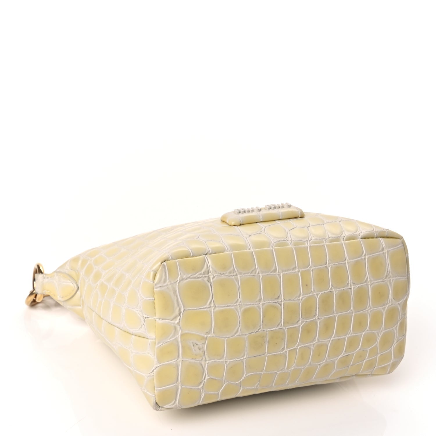 Miu Miu Calfskin Crocodile Embossed St Cocco Spirit Bag White 3 of 10