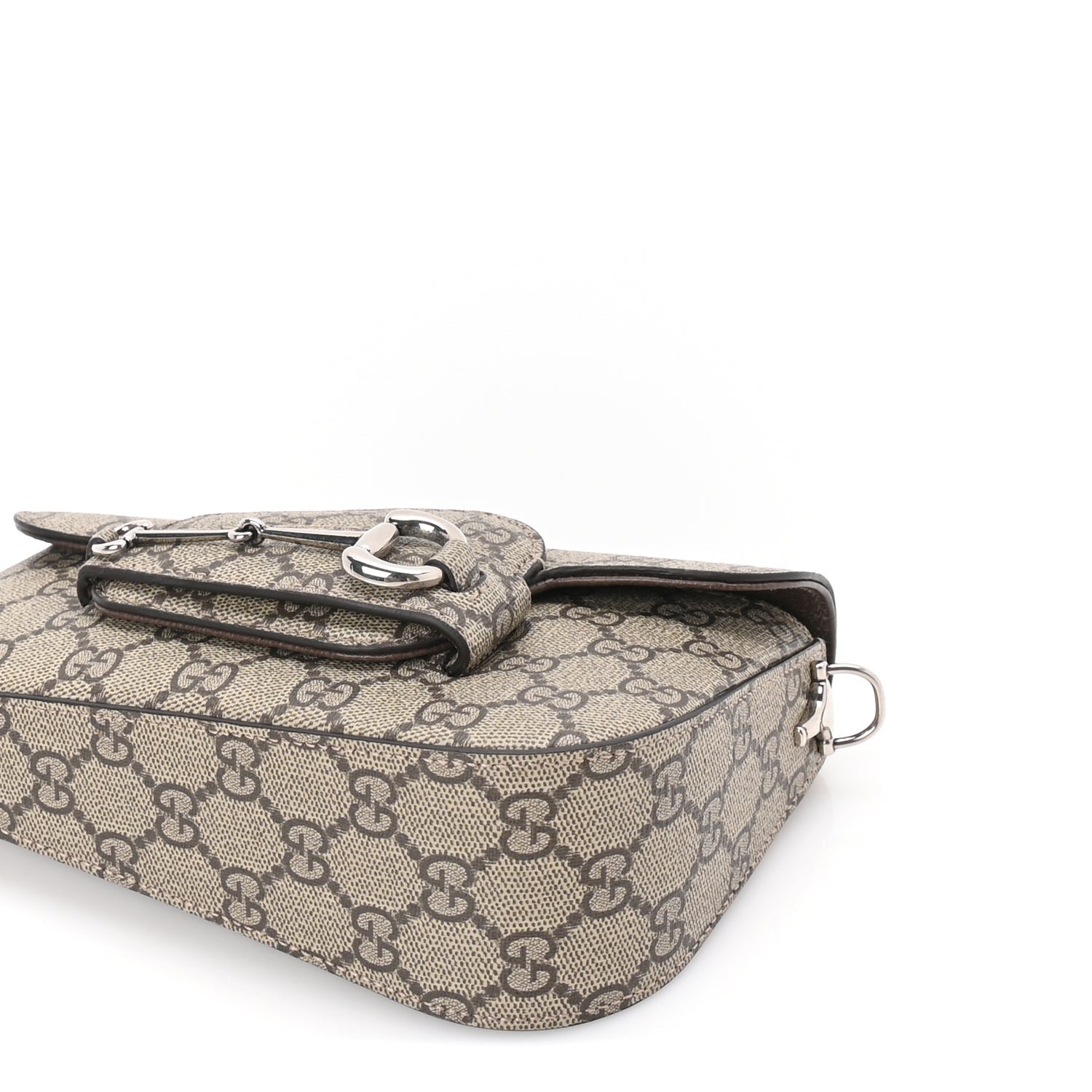 Gucci GG Supreme Monogram Small Horsebit 1955 Asymmetric Shoulder Bag Beige Ebony 8 of 8