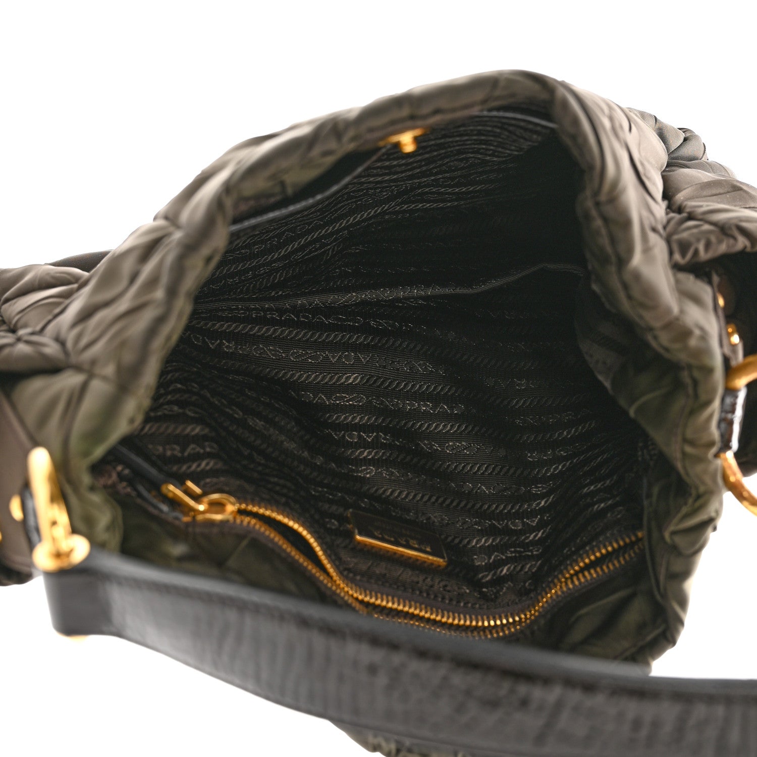 Prada Tessuto Nylon Chevron Quilted Shoulder Bag Brown 4 of 9