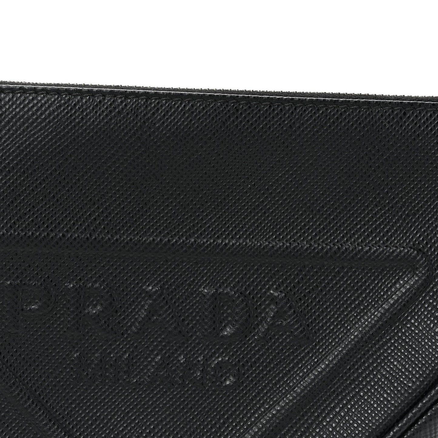 Saffiano Cuir Triangle Logo Embossed Triangle Shoulder Bag Black