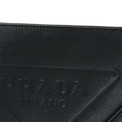 Prada Saffiano Cuir Triangle Logo Embossed Triangle Shoulder Bag Black 7 of 7