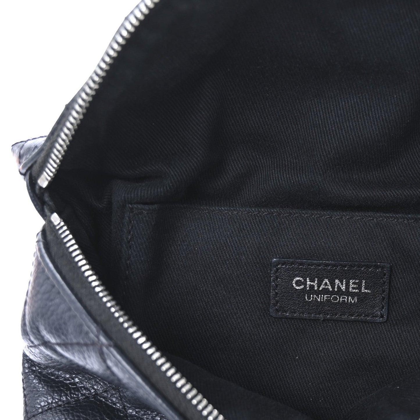 Grained Calfskin Quilted Waist Belt Bag Black