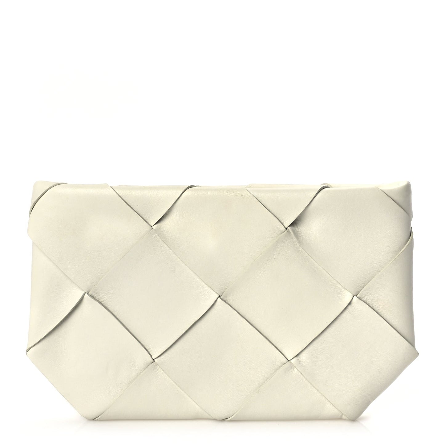 Nappa Maxi Blown Up Intrecciato Pouch Clutch  Optic White