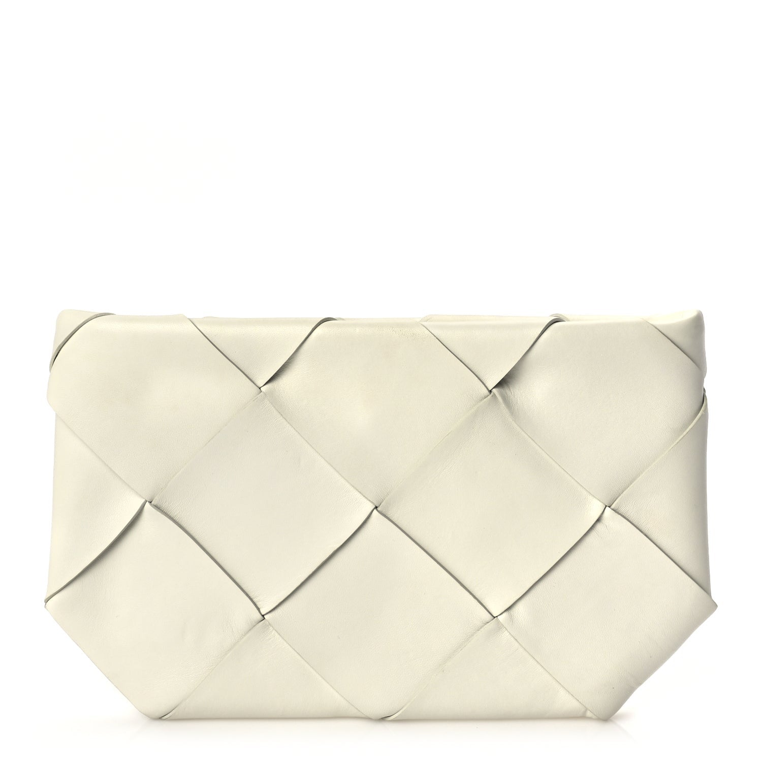Bottega Veneta Nappa Maxi Blown Up Intrecciato Pouch Clutch  Optic White 1 of 8