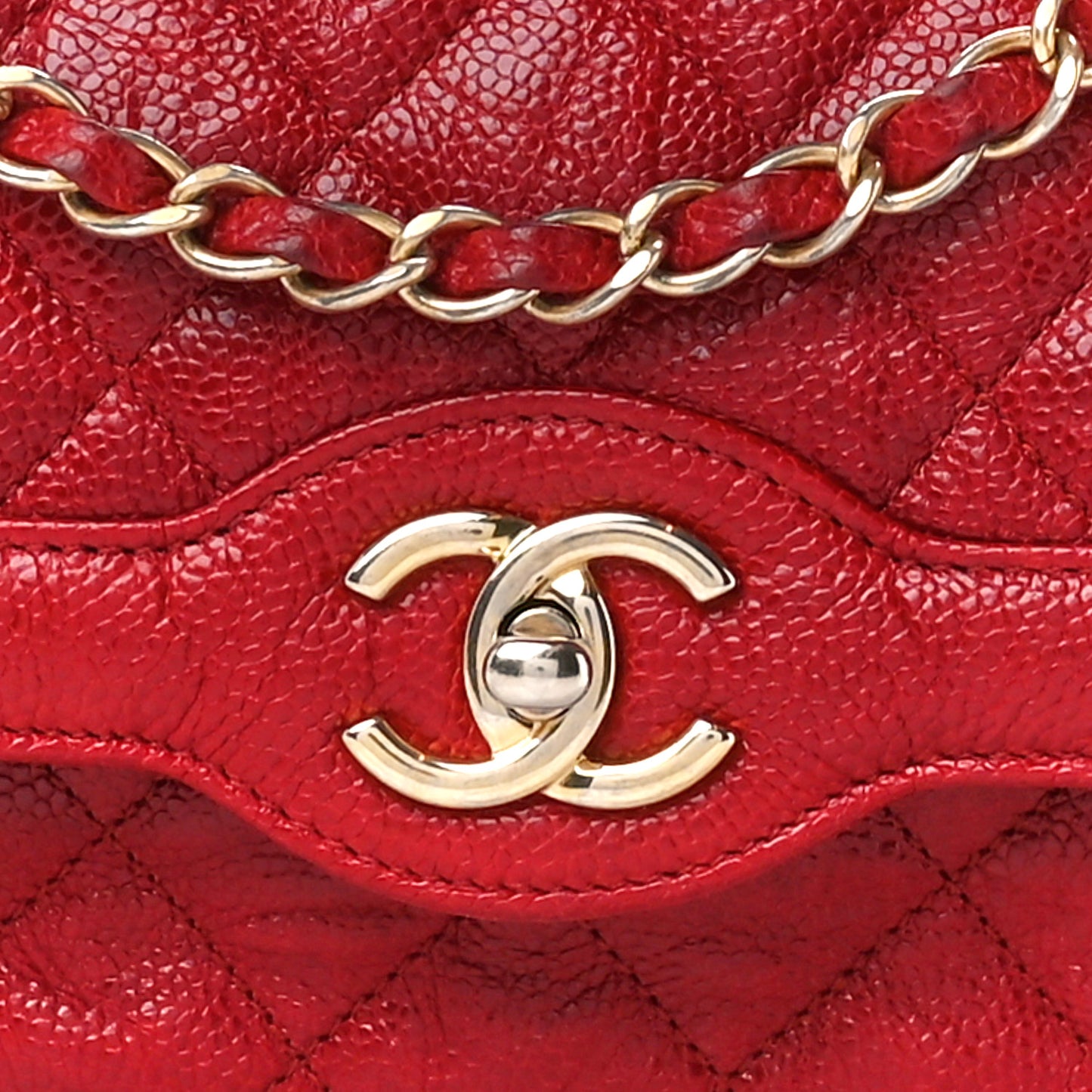 Crumpled Grained Calfskin Quilted Large Two Tone Flap Bag Red