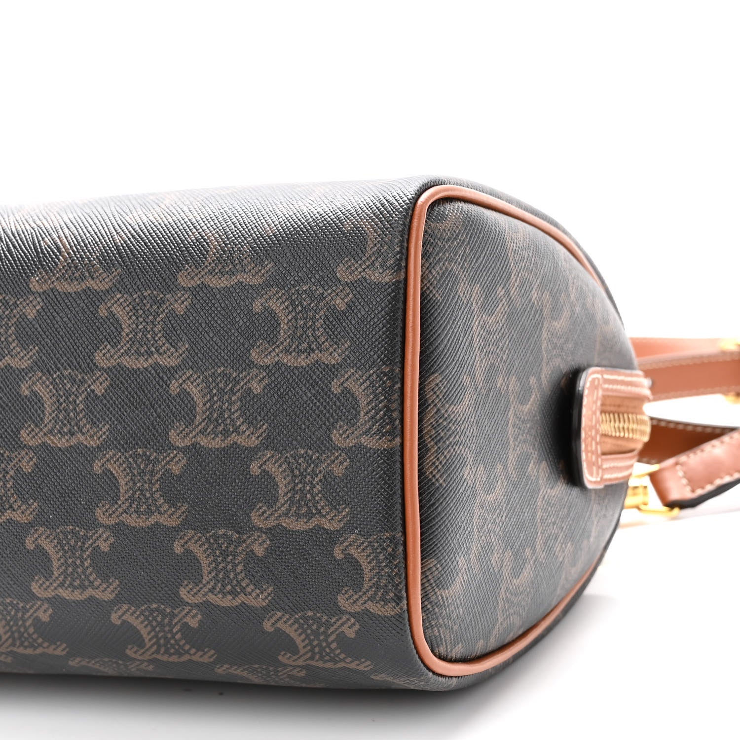 Celine Triomphe Canvas Calfskin Small Boston Bag Tan 9 of 9