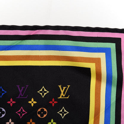 Louis Vuitton Silk Monogram Multicolor Square Scarf Black 6 of 6