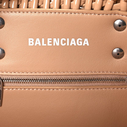 Balenciaga Varnished Faux Calfskin Braided XS Bistro Basket Beige 5 of 8