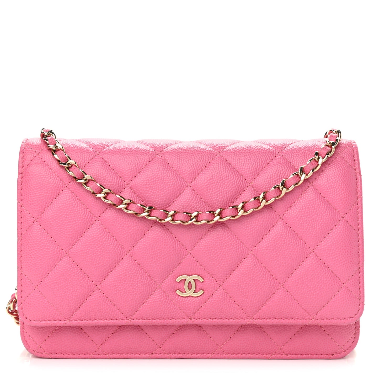 Caviar Quilted Wallet On Chain WOC Pink
