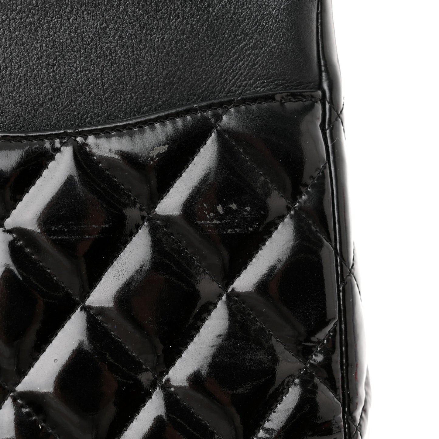 Patent Quilted Jumbo Double Flap Black