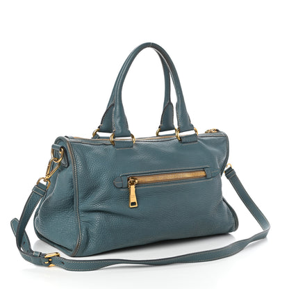 Prada Vitello Daino Shopping Satchel Marine 3 of 9