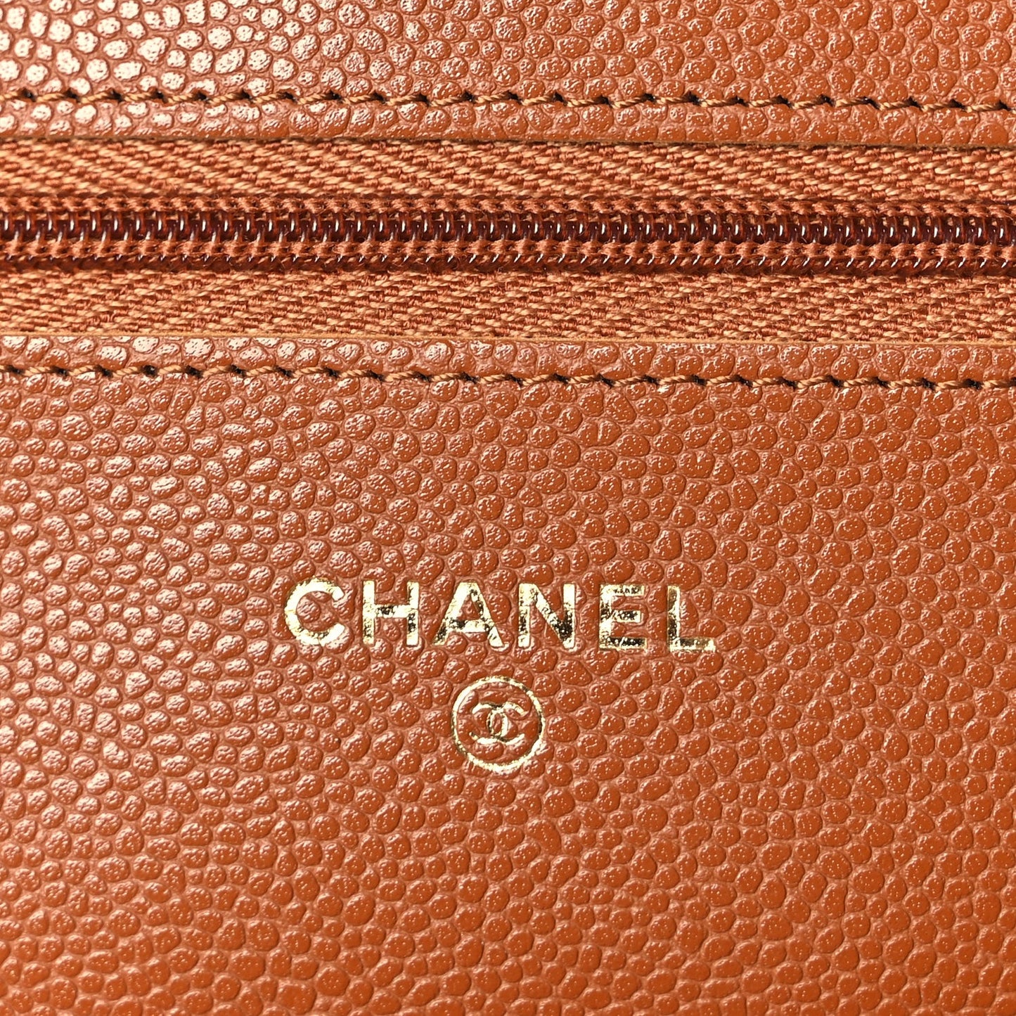 Caviar Quilted Wallet On Chain WOC Light Brown