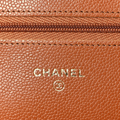 Chanel Caviar Quilted Wallet On Chain WOC Light Brown 5 of 9