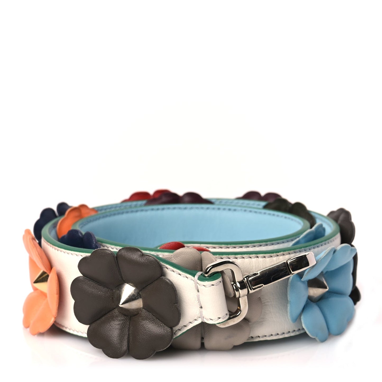 Vitello Dolce Flowerland Bi-Color Studded Strap You White Ice Multicolor