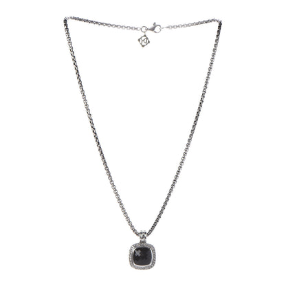 David Yurman Sterling Silver Diamond Black Onyx 11mm Albion Pendant Necklace 3 of 6