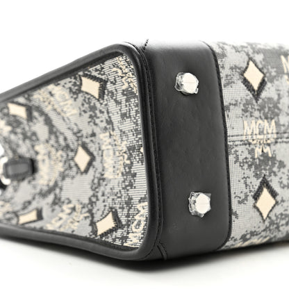 MCM Vintage Jacquard Monogram Small Munchen Tote Grey 8 of 9