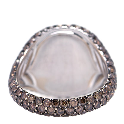 David Yurman 18K White Gold Cognac Diamond 13mm Pave Pinky Ring 45 3.5 3 of 6