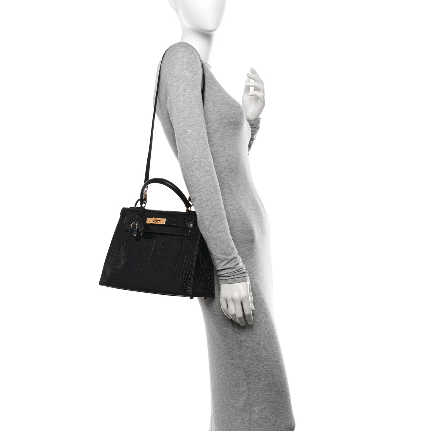 Shiny Alligator Kelly Sellier 28 Black