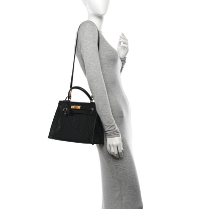 Hermes Shiny Alligator Kelly Sellier 28 Black 2 of 13
