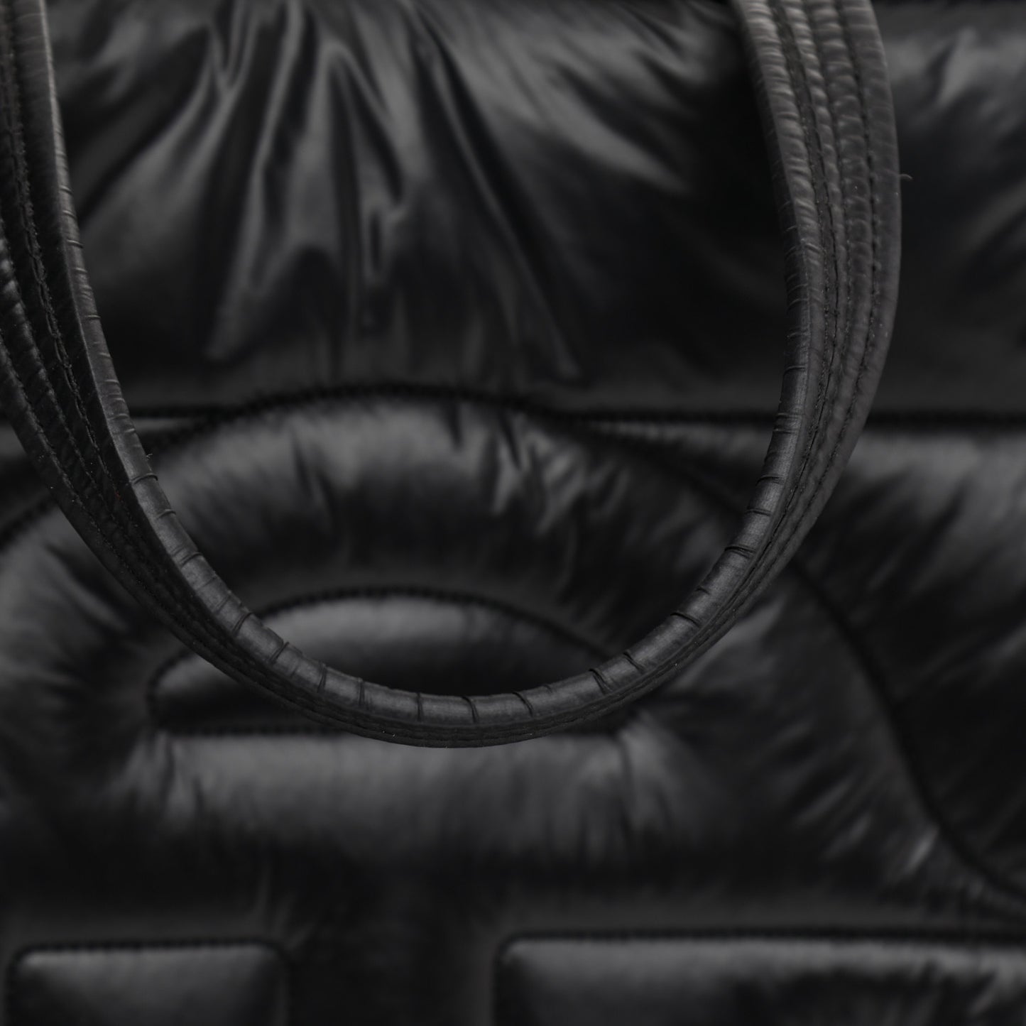 Nylon Medium Puff Shopping Bag Black