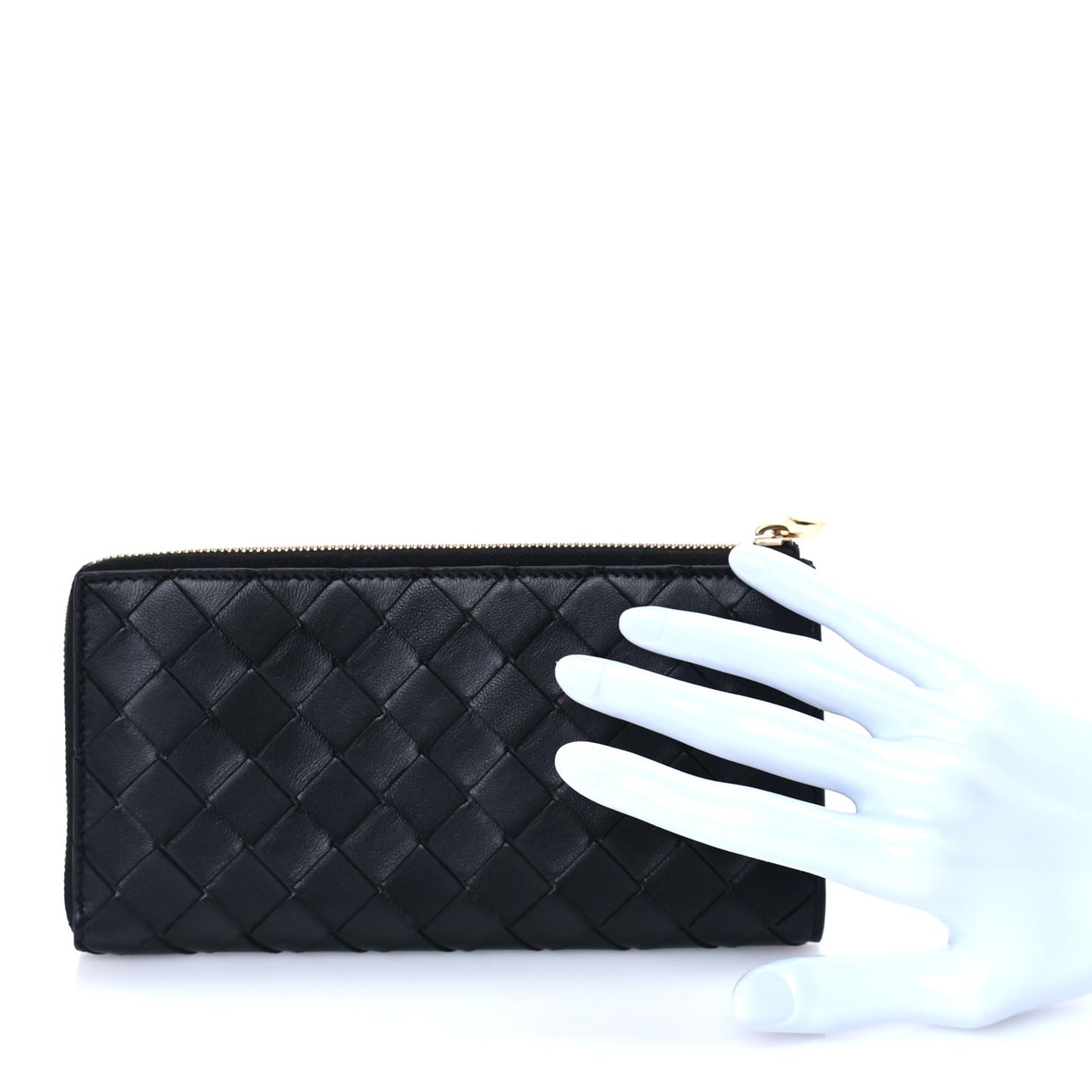 Nappa Intrecciato Zip Around Wallet Black