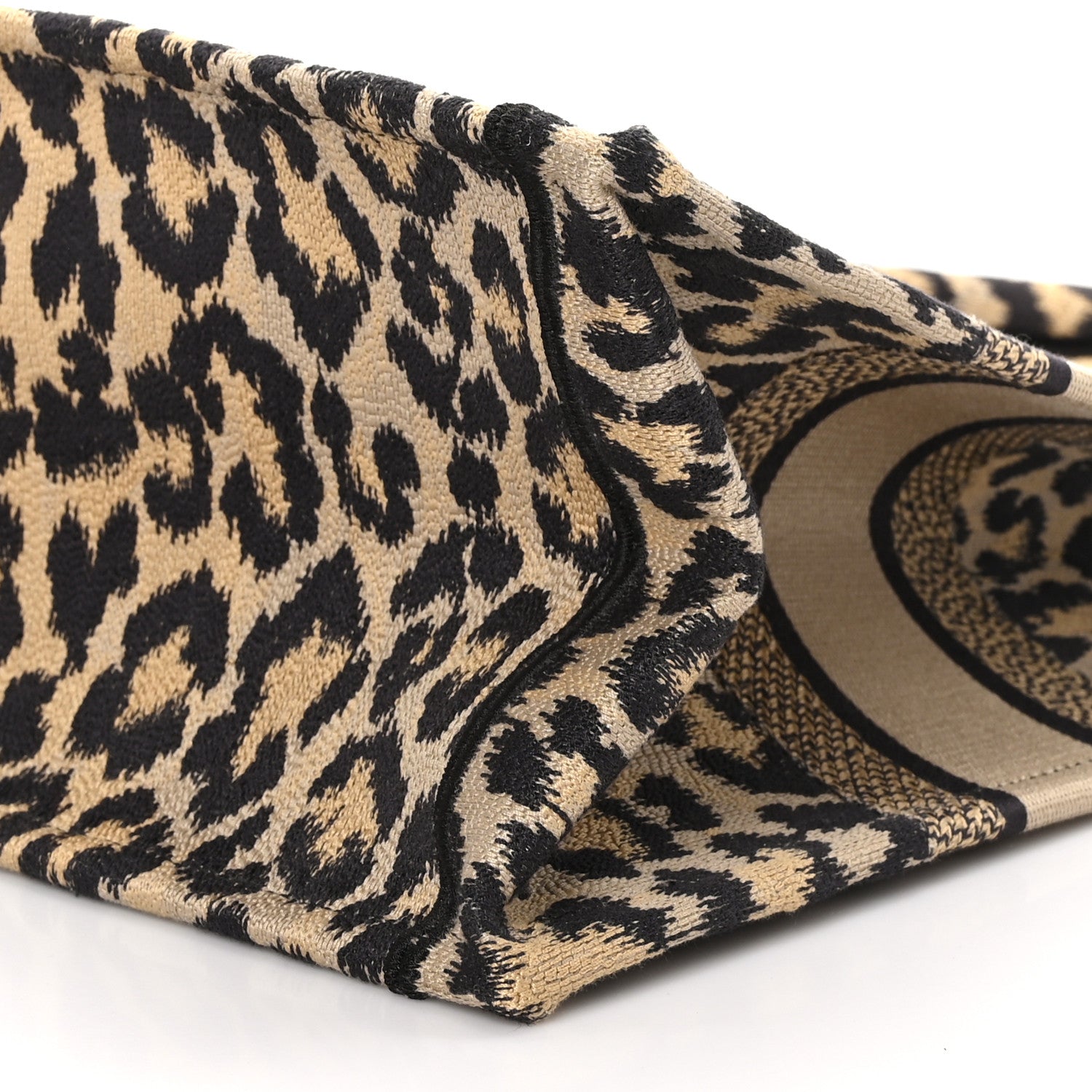 Christian Dior Canvas Mizza Embroidered Medium Leopard Book Tote Beige 10 of 10