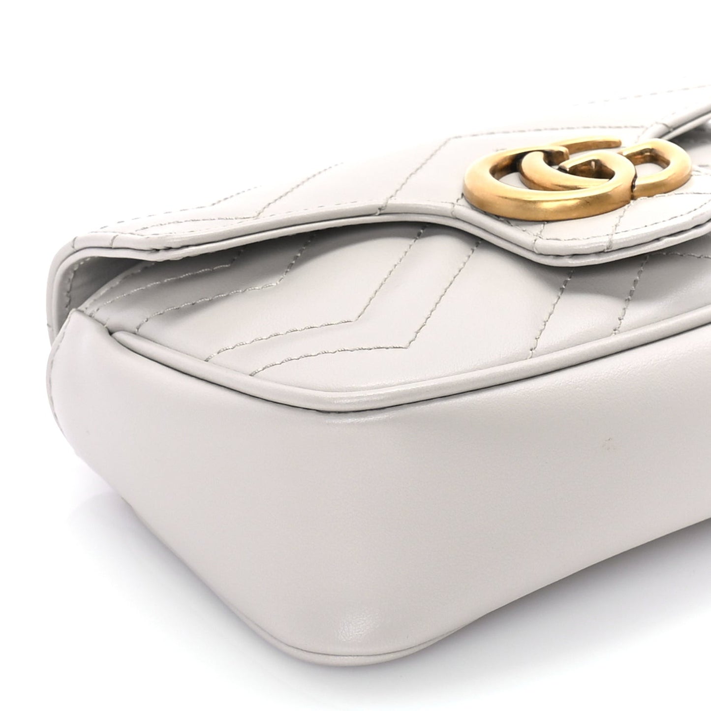 Calfskin Matelasse Super Mini GG Marmont Shoulder Bag Grey