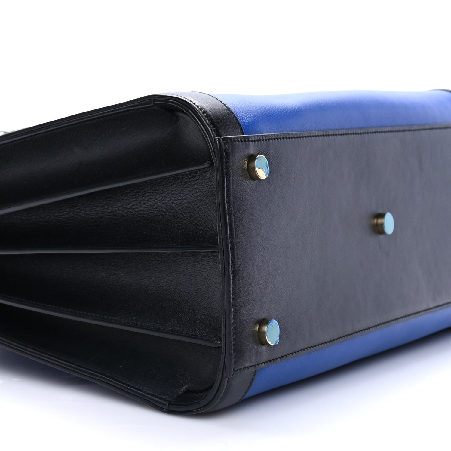 Saint Laurent Calfskin Bi-Color Small Sac De Jour  Royal Blue Black 7 of 8