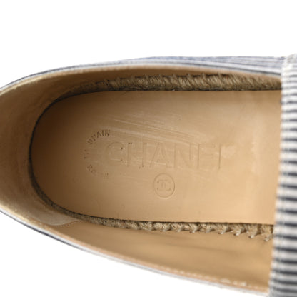 Chanel Canvas Striped Lambskin CC Espadrilles 39 Ivory Navy White 7 of 12