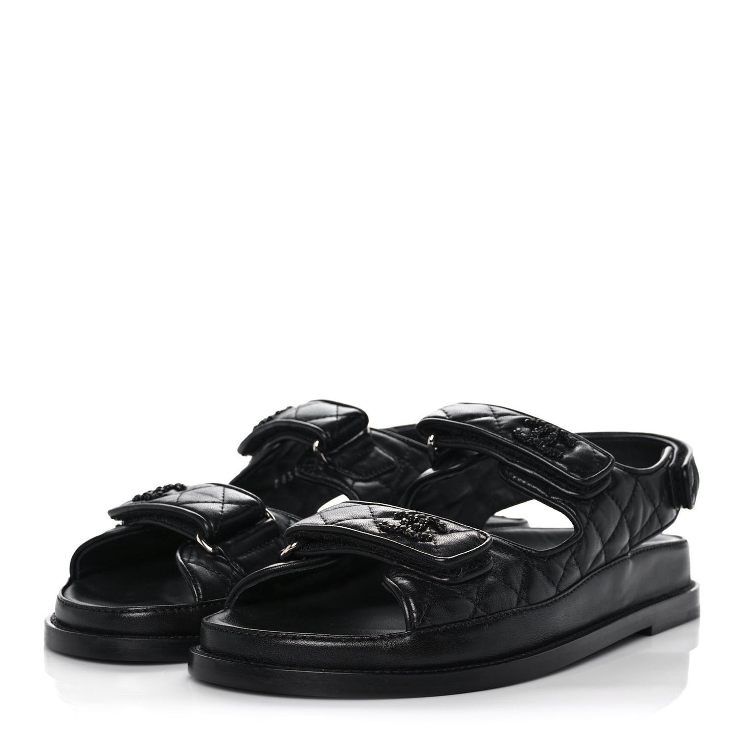 Lambskin Velcro Dad Sandals 38.5 Black