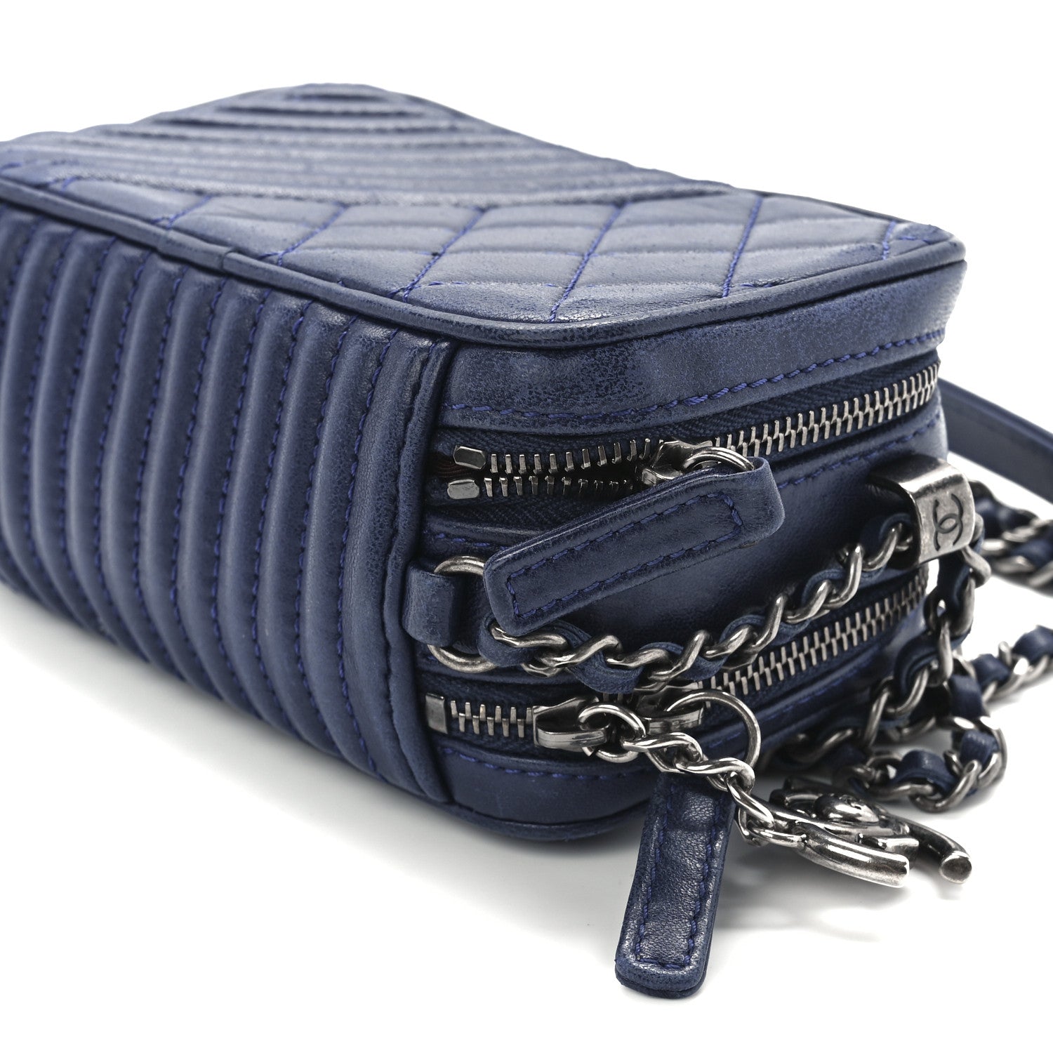 Chanel Lambskin Quilted Mini Coco Boy Camera Bag Blue 11 of 11