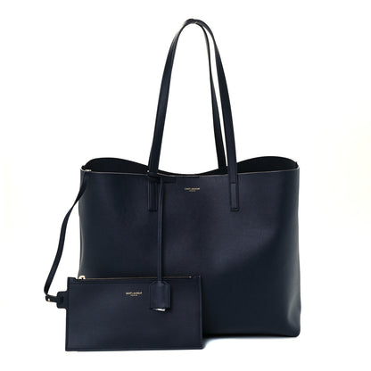 Saint Laurent Calfskin Large Shopping Tote Deep Marine 1 of 11
