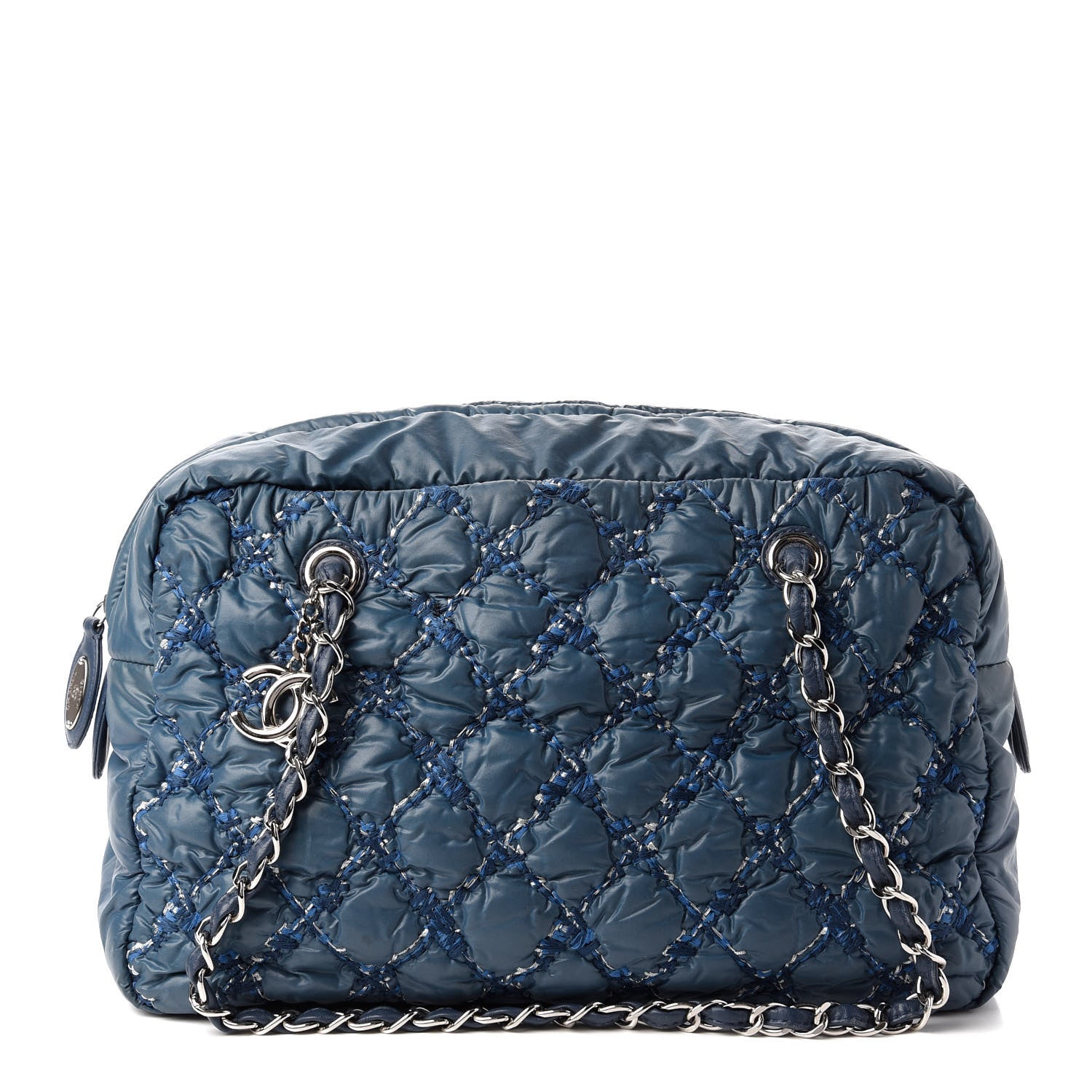 Chanel Nylon Quilted Tweed Stitch Bubble Camera Case Blue 1 of 11