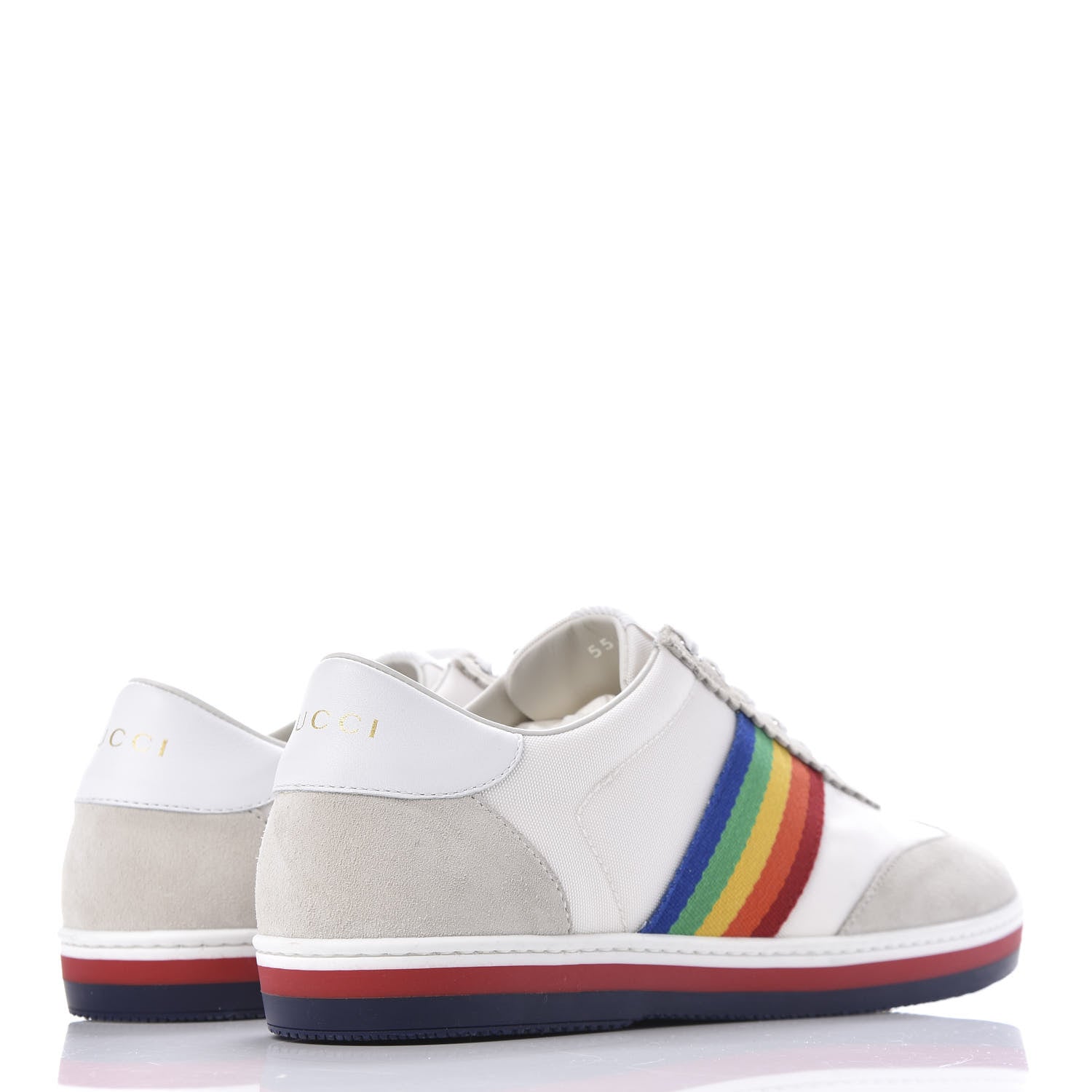 Gucci Suede Rainbow Womens G74 Sneakers 37 White 4 of 9
