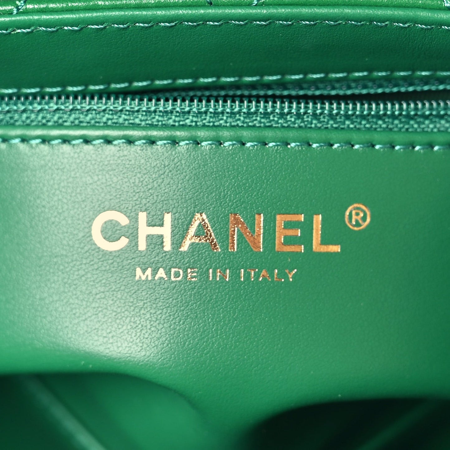 Shiny Aged Calfskin Quilted Nano Kelly Shopper Green