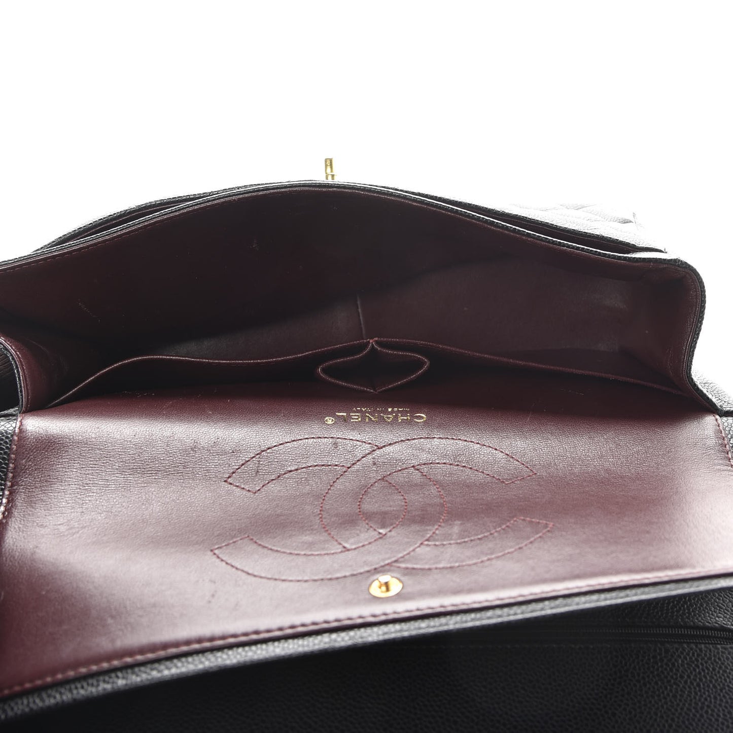 Caviar Quilted Jumbo Double Flap Black